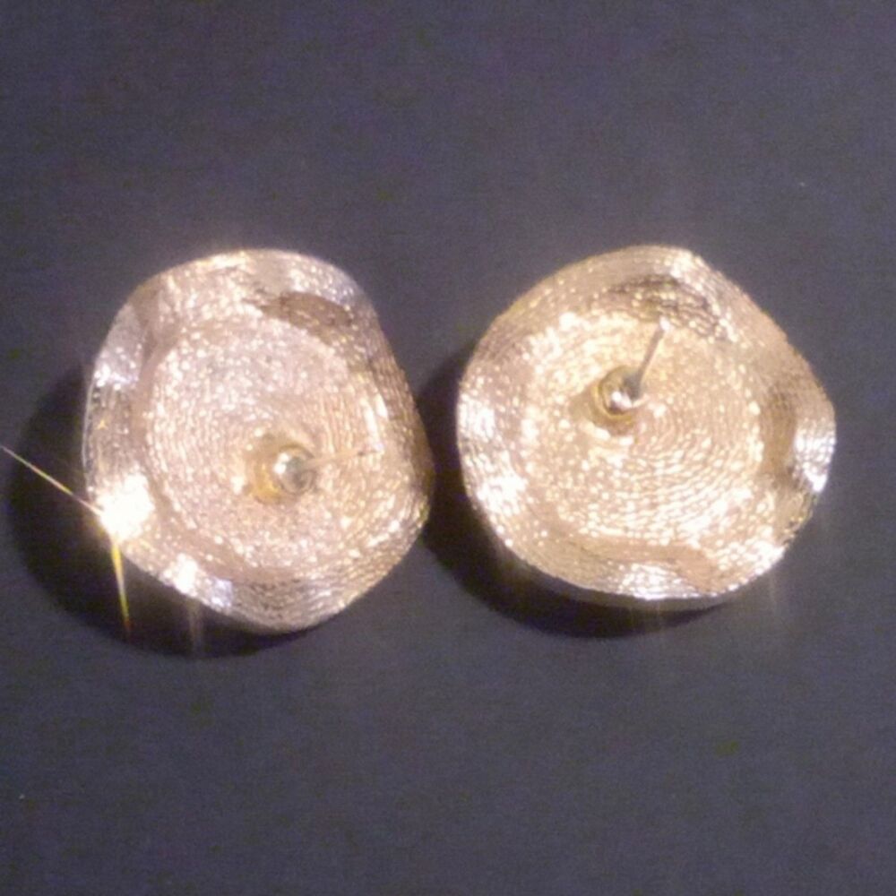 Gold Tone Faux Mabe Pearl and Rhinestone Pierced Earrings - Picture 3 of 3